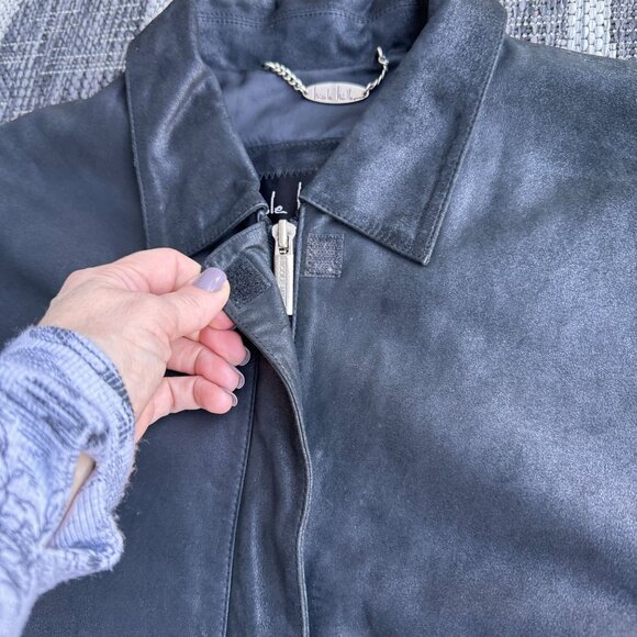 Nicole Miller Leather Moto Jacket Womens‎ Black L Vintage Soft Zip Light Fall - Picture 5 of 8